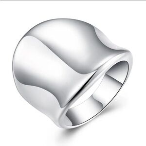 925 Sterling silver WIDE BAND SHINY RING